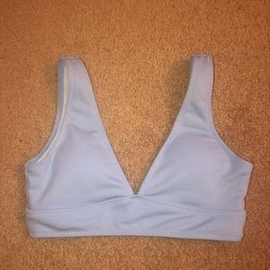 SHEIN Ribbed V Neck Bikini Top